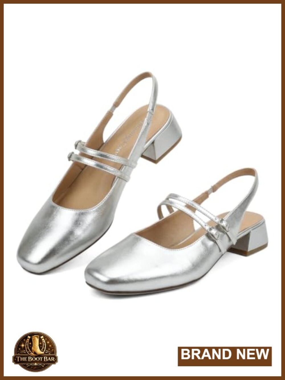 Patent Leather Mary Jane Slingback Pumps Square Toe Block Heel